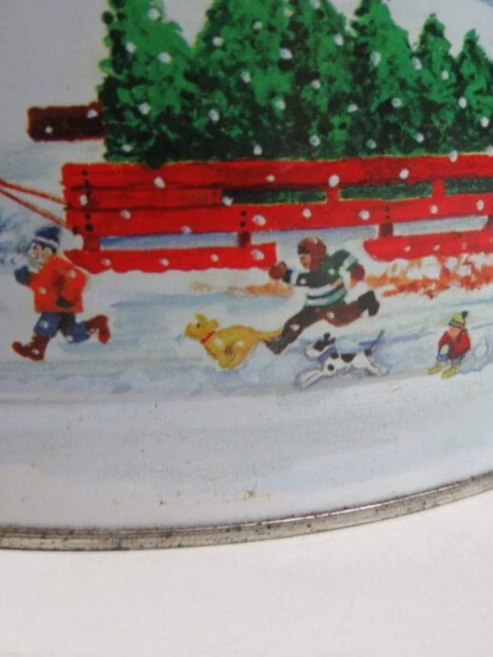 Large Winter Wonderland Decorative Tin Farmhouse Decor Red Barn Covered Bridge